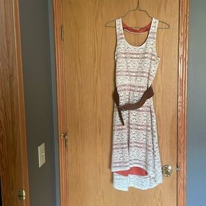 Orange and lace dress with belt